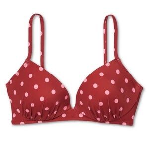 Shade & Shore Mahogany Coral Polkadot Bikini Top NWT